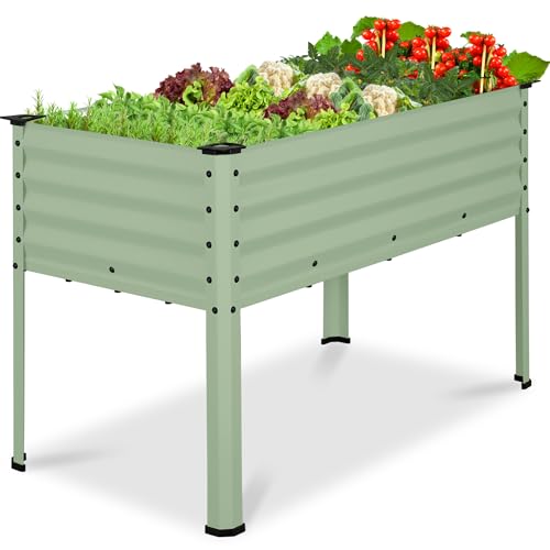 Best Choice Products 48x24x30in Galvanized Raised Garden Bed, Metal Elevated Planter Box, Vegetable Garden for Backyard, Patio, Balcony, 100% Non Toxic Materials - Sage Green - color: Sage Green, size: 48x24x30in