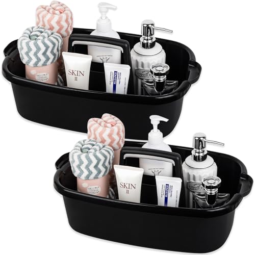 Large Cleaning Supplies Caddy Portable Shower Caddy Basket Black 2 Pack - color: Black, size: Large, 2pcs