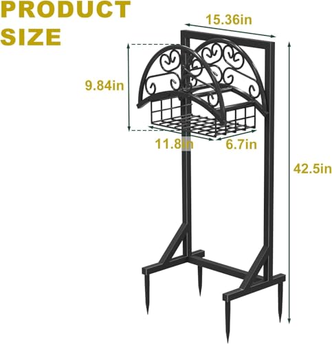 Heavy Duty Garden Hose Holder with Storage Basket - color: Matte Black