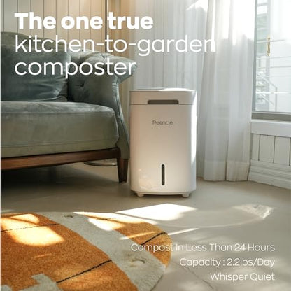Reencle Prime Electric Composter - 14L Kitchen Composter, Decomposes Up to 2.2 lbs Food Waste Daily, Odorless Indoor Composting with Whisper-Quiet Technology & Rapid Decomposition (White) - color: Star White