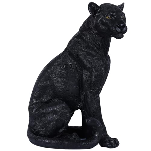 suruim Outdoor Panther Leopard Statue Resin Animal Sculpture with Painted Finish, Large Cat Garden Decor for Yard Lawn Patio Porch Front Door Entryway, Single Decorative Figurine