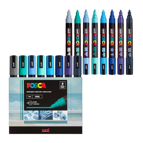 POSCA® PC-5M Water-Based Acrylic Paint Markers, Medium Tip, 8 Count - color: Cool