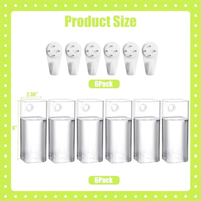 Fasmov 6 Pack Wall Hanging Glass Planters, Terrarium Holders for Air Plants, Succulents, Flowers - Square, Clear Vase Containers for Plant Display and Decoration - size: 2.36"L x 2.36"W x 6"H