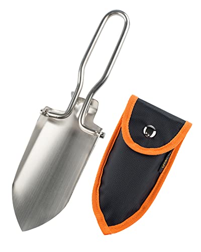 AceCamp Lightweight Small Folding Shovel Foldable Garden Handy Camping Trowel for Backpack Gardening and Potting Multi-Tool with Carrying Case