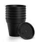 6 Pack 7 inch Plastic Plant Pots with Drainage Holes and Tray, Black - color: Black, size: 6 Pack-7in
