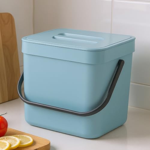 1.8 Gal Hanging Trash Can with Lid, Kitchen Garbage Bin 7L/Blue - color: BLUE, size: 7 L / 1.8 Gal - Lid