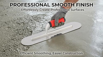 Professional Concrete Finishing Trowel, Stainless Steel Blade with Soft Grip Handle, Silver and Red, 16 x 4 Inch - size: 40cm*10cm