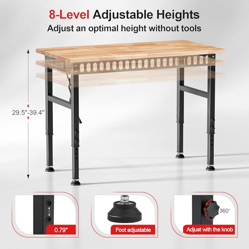 Antifir 48 * 24'' Adjustable Workbench, Heavy Duty Workstation - size: 48"x24"|Socket