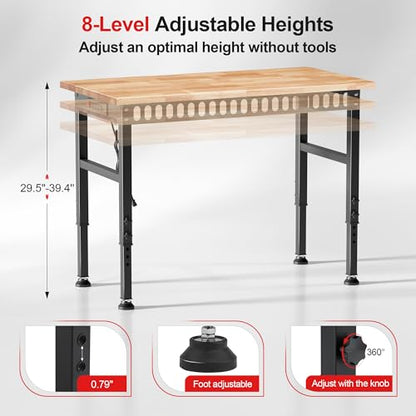 Antifir 48 * 24'' Adjustable Workbench, Heavy Duty Workstation - size: 48"x24"|Socket