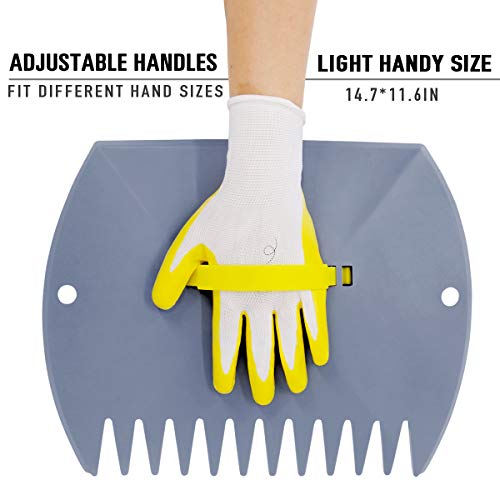 Jardineer Leaf Scoops Hand Rake, Lightweight Leaf Grabber,Grey Leaf Collector, Leaf Picker Upper for Leaves, Grass, Lawn Clippings, Twigs or Debris (2 Pack)