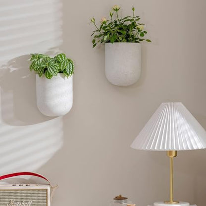 LA Jolie Muse Wall Planters for Indoor Plants, Hanging Flower Pots, 2 Pack - color: Speckled White