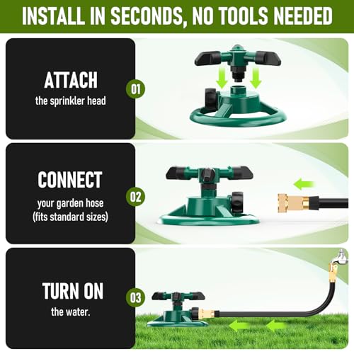 Sprinklers for Yard, Lawn & Garden Sprinkler Automatic 360 Rotating for Large Area Coverage, Grass Water Sprinkler for Water Fun-2PCS - size: 2PCS