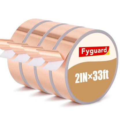 4 Rolls Copper Foil Tape, 2 In x 11 Yards Each, Double-Sided Conductive