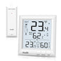 Indoor Outdoor Thermometer Wireless Weather Station (White) | Temperature Humidity Monitor Inside Outside Room Remote Digital Thermometers with 330ft Range Sensor Backlight Display