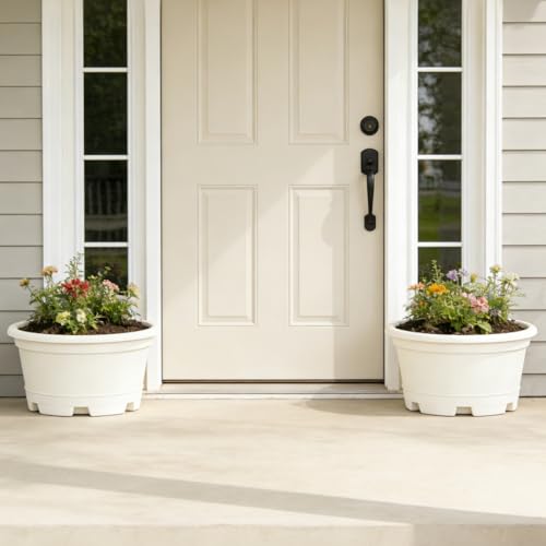 KPUVX 5 Packs 13 inch Plant Pot with Saucer - color: Beige, size: 13 inch