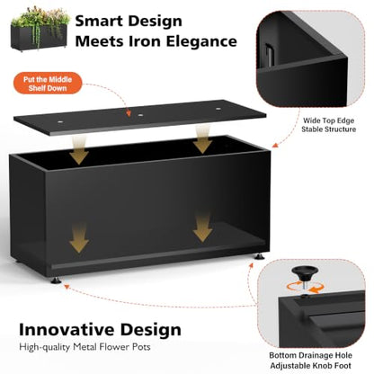 Metal Planter Box Outdoor Rectangular Steel Planter,Easy Assemble 38inBlack