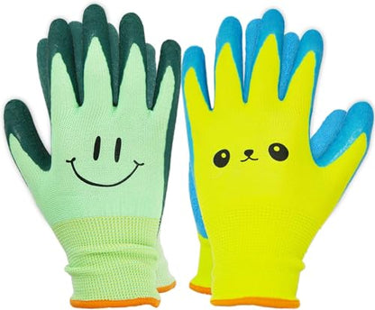 Kids Gardening Gloves for Ages 2-12 Toddlers, Youth, Girls, Boys, Children Garden Gloves for Yard Work (Size 5 for 9, 10 Year Old) - size: Size 5 (Pack of 2)