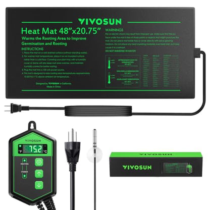 VIVOSUN 48" x 20.75" Seedling Heat Mat and Digital Thermostat Combo Set - size: 48"x20.75"