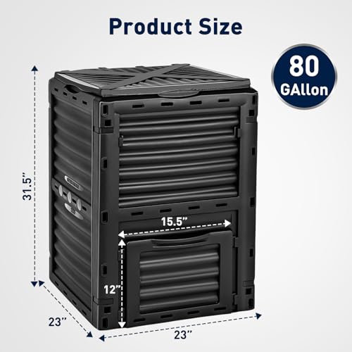 Yesker Outdoor Garden Compost Bin, 80 Gallon - size: 80 Gallon