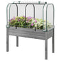 Happygrill Raised Garden Bed with Greenhouse Cover & Legs - color: White+Grey