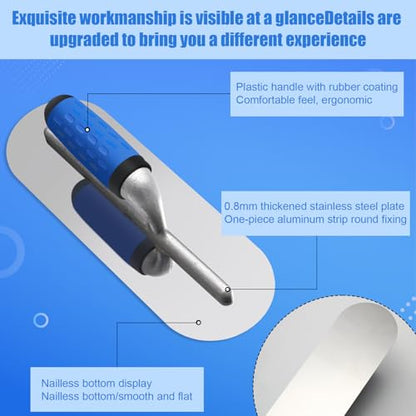 Lasnten 3 PC Stainless Steel Pool Trowel Set Concrete Tools,Blue
