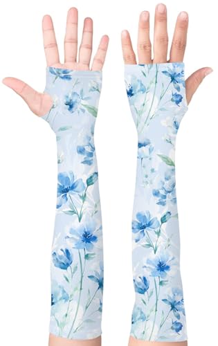 Gardening Sleeves for Women UV Sun Protection with Thumb Hole Anti-Scratch - color: Blue Rose