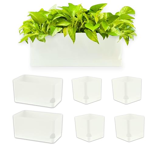 LaLaGreen Planters for Indoor Plants (7 Pack) White Window Boxes Planter - color: White