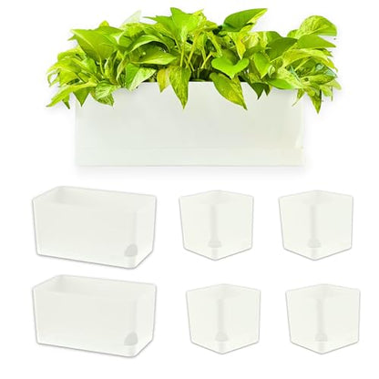LaLaGreen Planters for Indoor Plants (7 Pack) White Window Boxes Planter - color: White
