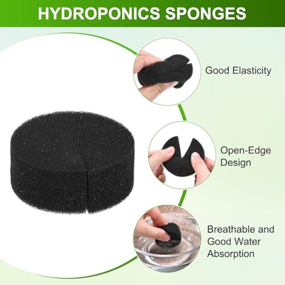 M METERXITY 50-Pack Hydroponics Sponges, 2.76 Inch Growing Media Cylindrical Sponges for Planting Gardening Tool/Grow Seedlings/Home Vegetable Flower, Soilless Cultivation Seedling [Black] - color: Black, size: 2.76 Inch
