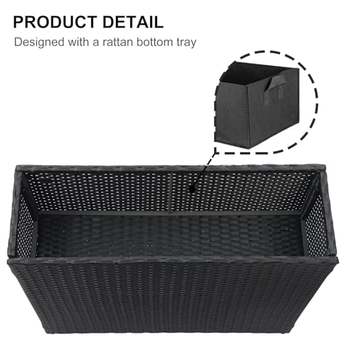 SUNNYPARK Large Rectangular Planter for Outdoor Rattan Block Box 32x11x24'' - color: Black