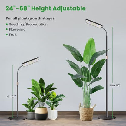 Wiaxulay Floor Plant Lights for Indoor Growing, Full Spectrum Grow Light - size: 1 Head-Black