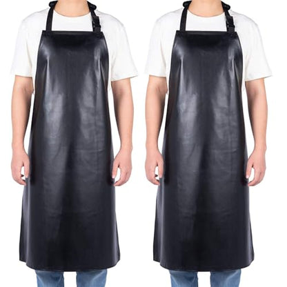 Homsolver 2 Pack Waterproof Dishwasher Rubber Adjustable Apron for Unisex - color: Black
