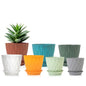 GARDIFE 7 Pack Plant Pots 4-7 inch with Drainage Holes and Tray, Red - color: Color-red