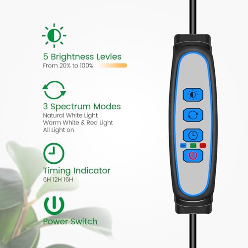 Garpsen Grow Lights for Indoor Plants, 6000K, Height Adjustable, Plug-in - size: 6.3''Head（Height 65'')-1Pack