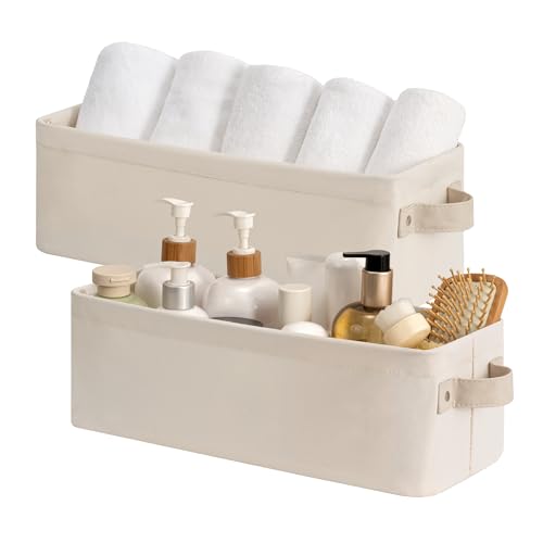 StorageWorks Narrow Storage Bins, Toilet Paper Storage, Beige, 2-Pack - color: Beige (Cottlyn Fabric), size: 15"L x 6"W x 5"H