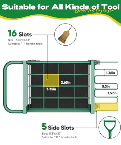 Garden Tool Organizer with Wheels, Green - color: green