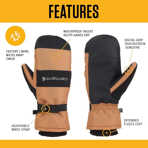 Carhartt Men's Waterproof Insulated Knit Cuff Mitten - color: Dark Grey/Black, size: Large