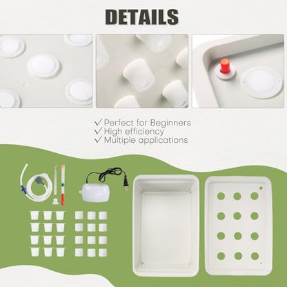 NATGAI Hydroponic System Growing Kit with Air Pump 12 Holes Soilless