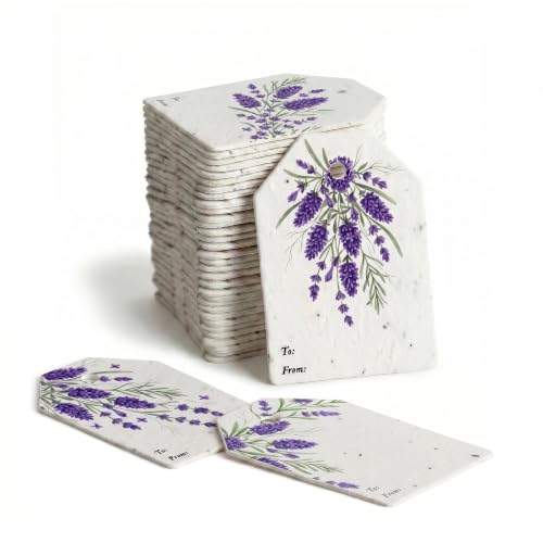 48 Lavender Floral Plantable Seed Paper Gift Tags - style: 48 Lavander Tags