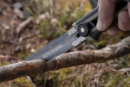 OLFA WORKS Serrated Knife (OW-BCS-1/OD) - Ratchet Lock Handle, Olive - color: Olive