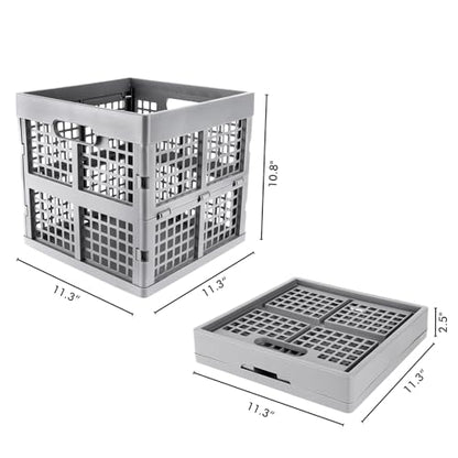 Eslite 3-Pack Collapsible Plastic Storage Crates,Foldable Crates for Storage,16L (Grey) - color: Grey