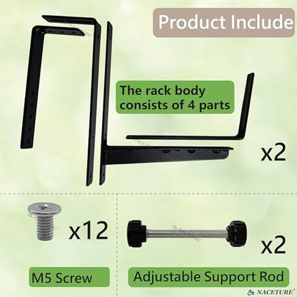 2 Pack Adjustable Window Box Brackets for Railing, Measure Before Ordering - color: Black 2 Pack