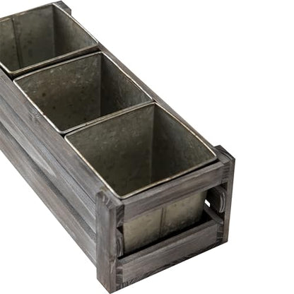SOFE Rustic Galvanized Planer Box, Indoor Windowsill Herb Garden Organizer