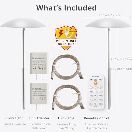 Smart LED Grow Light for Indoor Plants, Programmable Timer and Dim - color: White