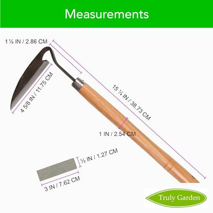 Effortless Weeding: Sharp Sickle Cuts Roots, Saves Time - with Thick Leather Sheath & Sharpening Stone