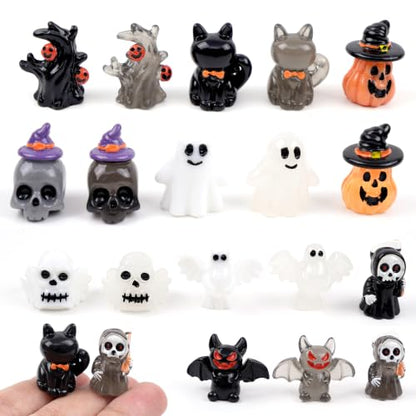 18PCS Halloween Mini Resin Figures, 9 Styles Halloween Figurines - color: Halloween Fixed-d