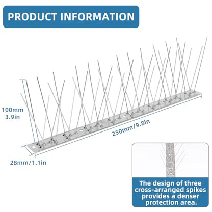Moyofree Bird Spikes Pre-Assembled Pigeon Spikes for Outside, 9.84Feet(3m) - size: 9.84ft
