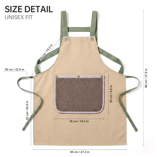 JOYMOOP Apron with Pockets, Detachable Towel, Kitchen Cooking for Women Men