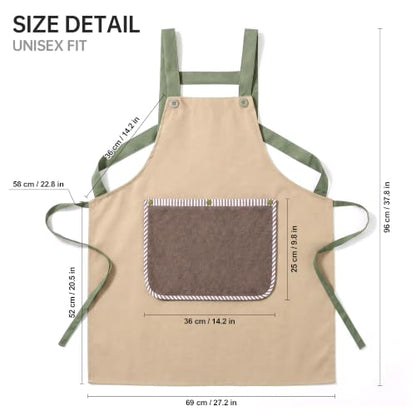 JOYMOOP Apron with Pockets, Detachable Towel, Kitchen Cooking for Women Men