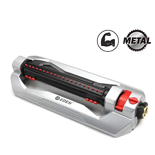 Eden 94116 Heavy Duty Metal 3-Way Oscillating Sprinkler for Large Lawn and Garden W/Quick Connect Starter Set